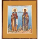 Рукописная икона преподобных Иоанна Лествичника и Григория Паламы